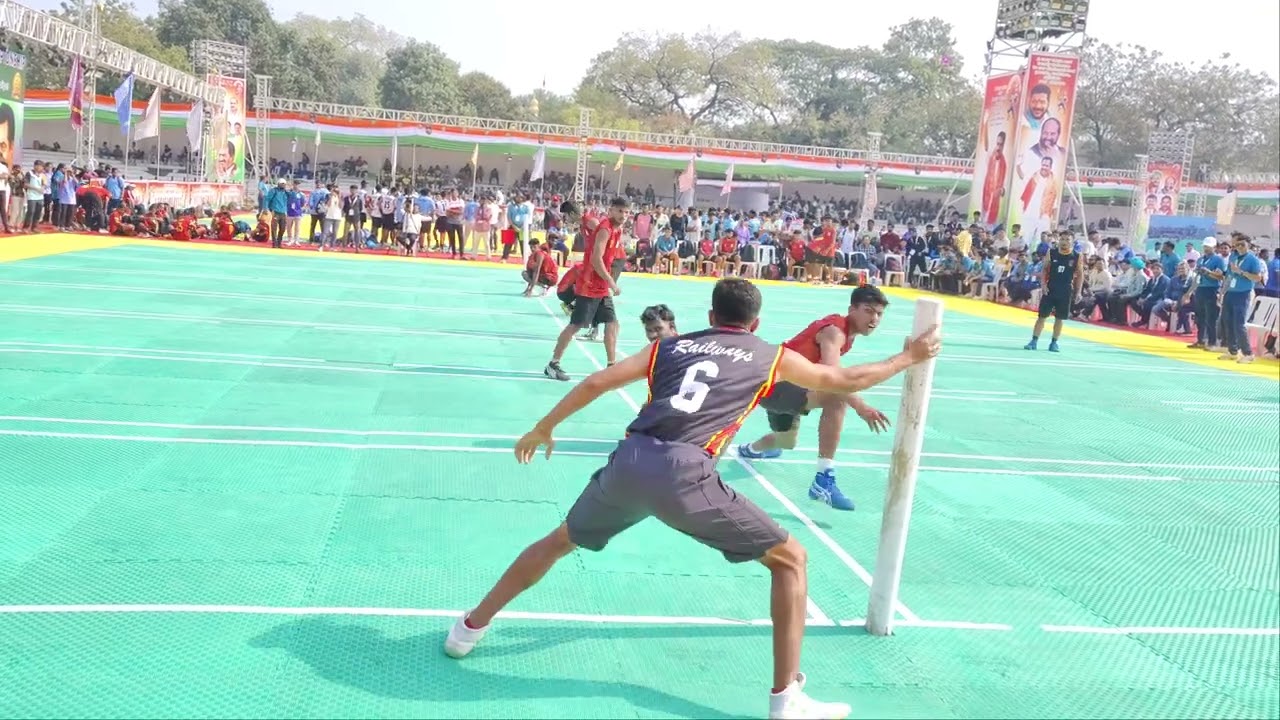58TH SENIOR NATIONAL KHO KHO INDIAN RAILWAYS VS KARNATAKA QATAR FINALS FINAL TURN MEN