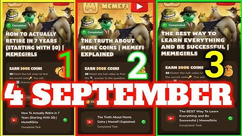 4 september memefi video code today | he BEST Way To Learn Everything and Be Successful | MemeGirls|