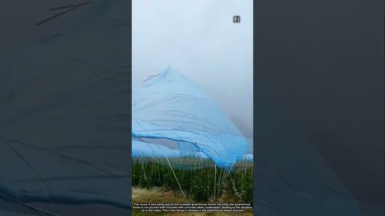 Strong winds blew away two greenhouse roofs of the garden