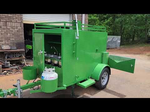 مقطورة تحميص الذرة الحلوة للبيع مع حوض غسيل ونظام تسخين الماء بالبروبان ودرج جانبي ورف سقف كبير