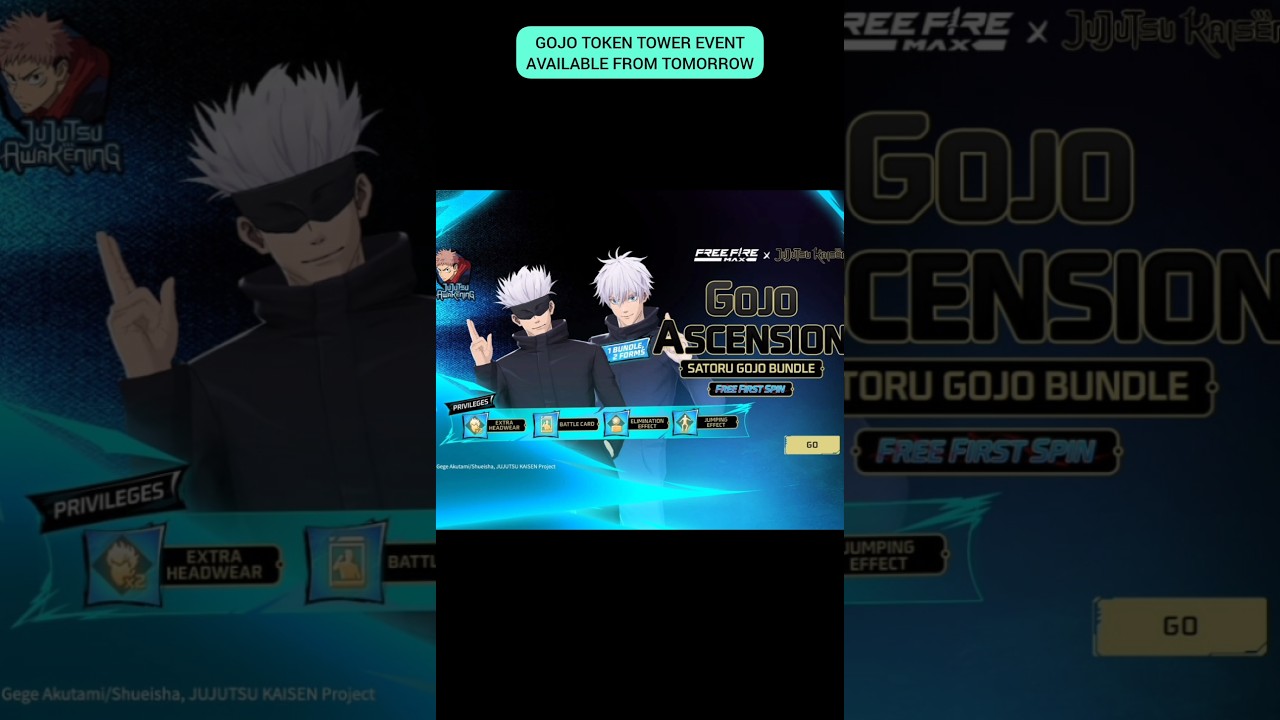 Tonight update + Gojo token tower event in free fire | New token tower event free fire  