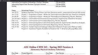 ASU Online Pchem Lab (CHM343) - Spring 2023