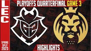 G2 vs MAD Highlights Game 3 | LEC Quarterfinal Playoffs Spring 2023 | G2 Esports vs MAD Lions G3