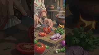 Peaceful village cooking at night #asmr #villagecooking #villagelife #nightvibes #ghibli #shorts