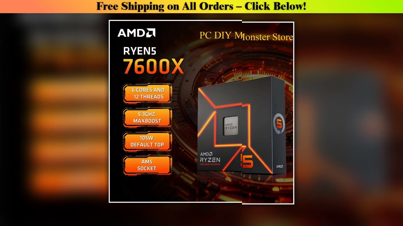 AMD Ryzen 5 7600X Boxed 4.7 GHz 6-Core 12 Threads PCIE 5.0 105W CPU Processor 5NM L3=32M