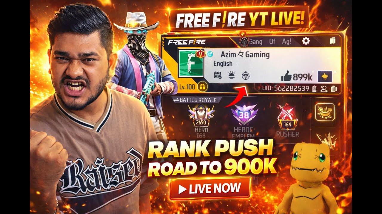 New Grandmaster Top 1 Push V Badge Lobby ❤ FF LIVE ✌ Free Fire LIVE! 