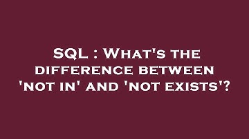 SQL : What