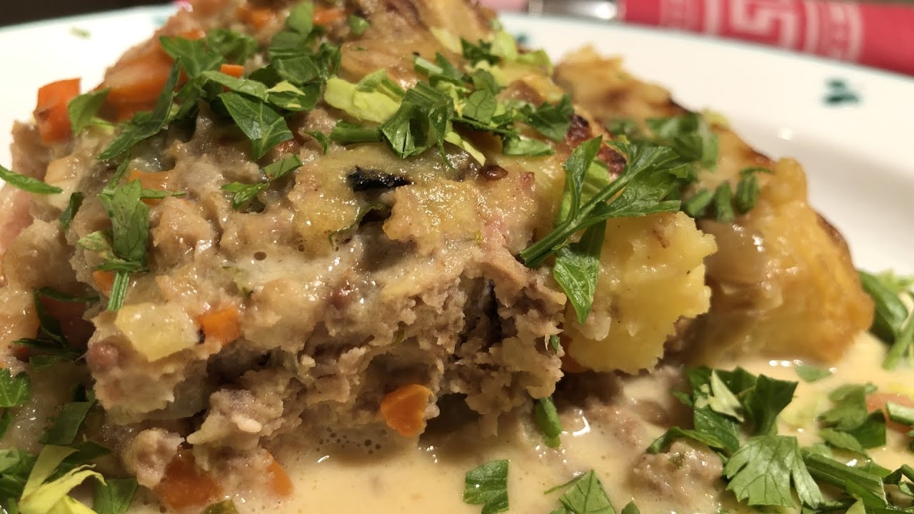 Hackbraten mit Speck und Kartoffelkruste - YouTube Hackbraten mit Speck und Kartoffelkruste - YouTube