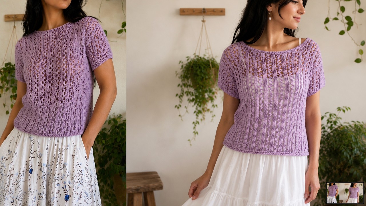 Knitted simple yet elegant and beautiful summer lace top step by