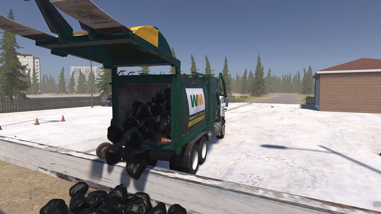 Garbage Truck Packs out dumping a Hotel Complex