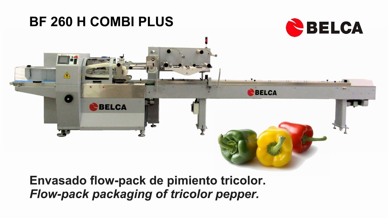 Envasado flow-pack de pimiento tricolor con BF 260 H COMBI PLUS y film impreso