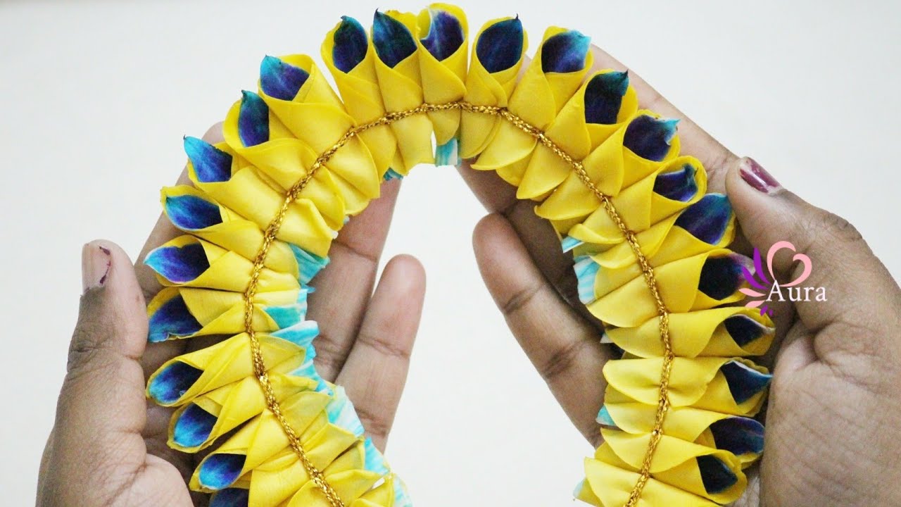 How to make Bridal Rose petal Veni coupled with Orchid flowers YouTube