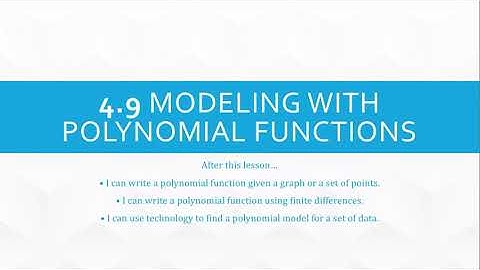 Algebra 2 04.9 Modeling with Polynomial Functions