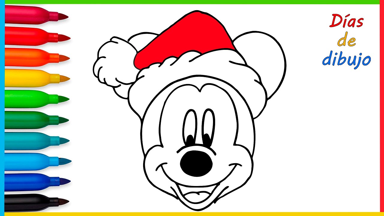 Dibuja Y Colorea a Mickey Mouse Cabeza De Navidad - Mickey Mouse Christmas  Head - YouTube