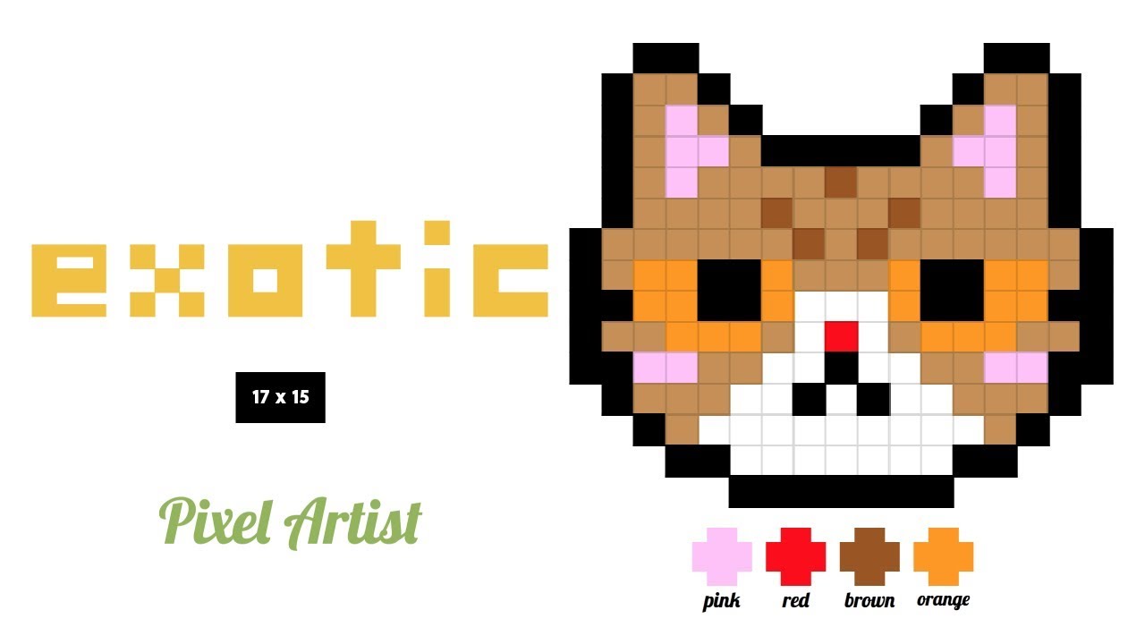 pixel, art, cute, kawaii, easy, small, mini, animals, cats, exotic, shortha...
