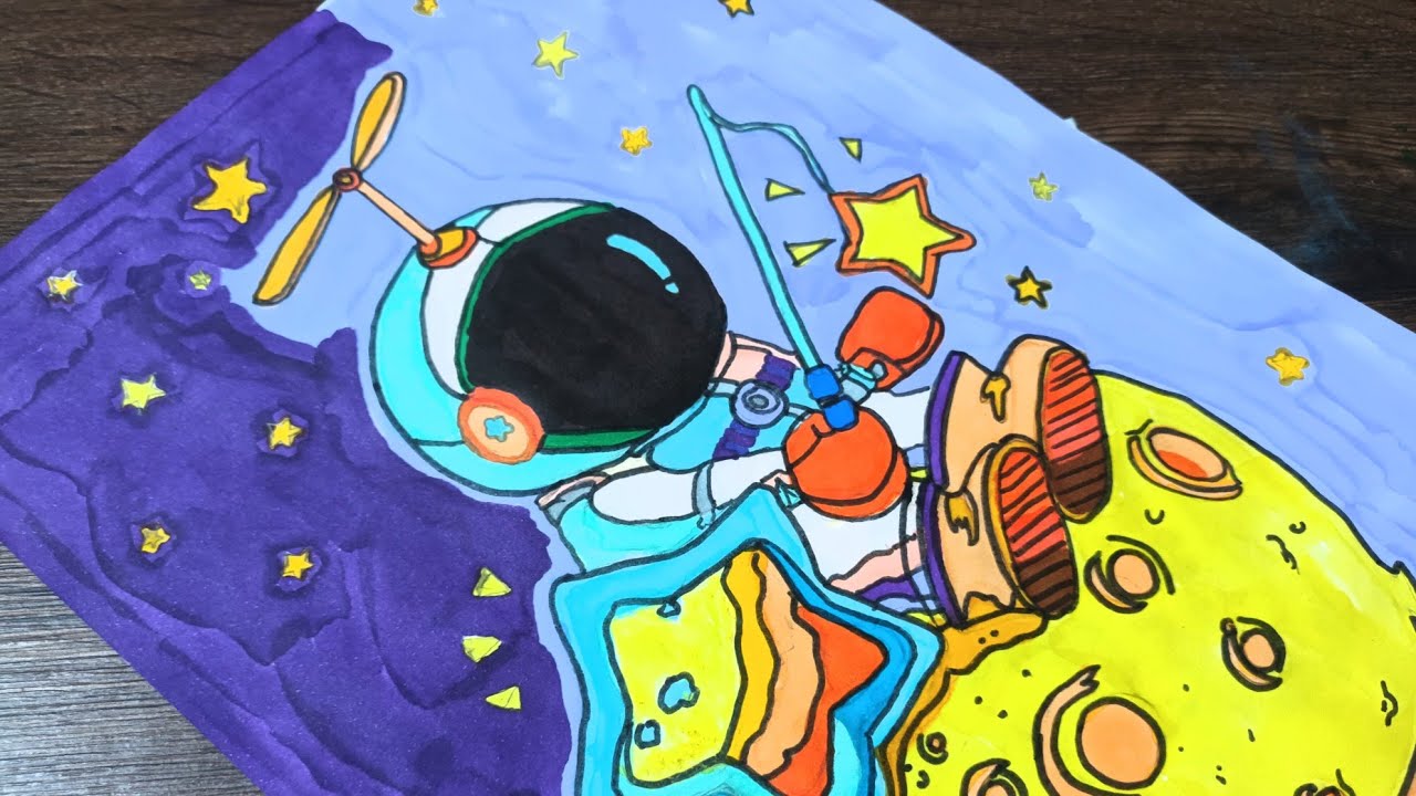 Astronaut drawing with colored markers🌌 