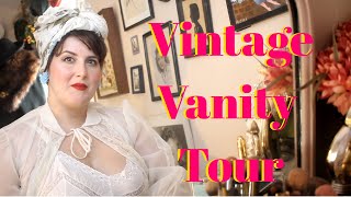 Celebrity Vintage Vanity Tour || vintage thrifted decor on a 1950s vanity Profile