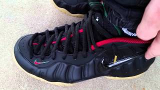 NIKE AIR FOAMPOSITE PRO "GUCCI" BLACK/GYM RED/GORGE GREEN/METALLIC GOLD ON FEET REVIEW HEAT!