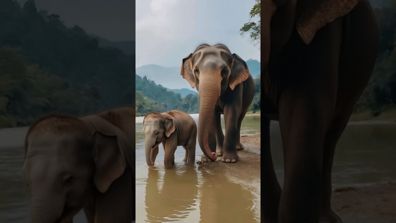 Cute Elephant Baby And Elephant Mother | Cute Movement shorts! 
