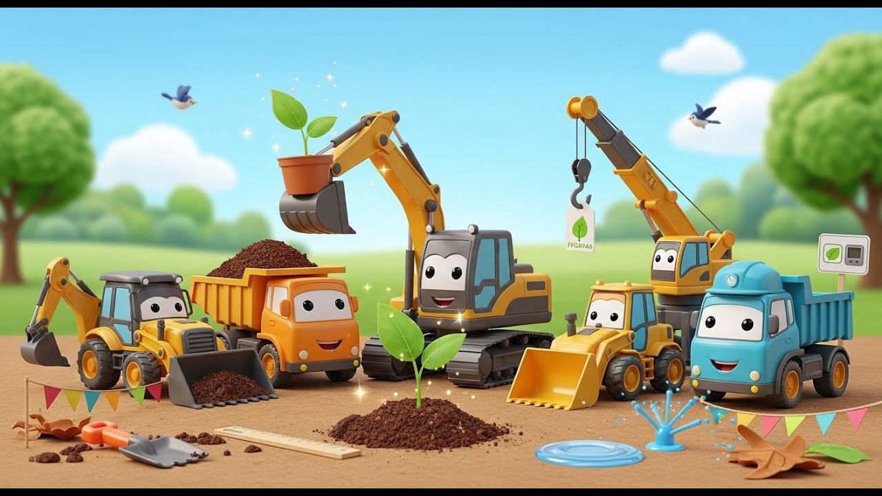 Adventure Diggers: Tree Planting Festival | Construction Trucks Teach STEM and Nature