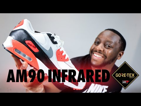 Nike Air Max 90 Gore-Tex Infrared On Foot Sneaker Review QuickSchopes 631 Schopes FD5810 101 Crimson