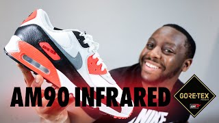 Nike Air Max 90 Gore-Tex Infrared On Foot Sneaker Review QuickSchopes 631 Schopes FD5810 101 Crimson