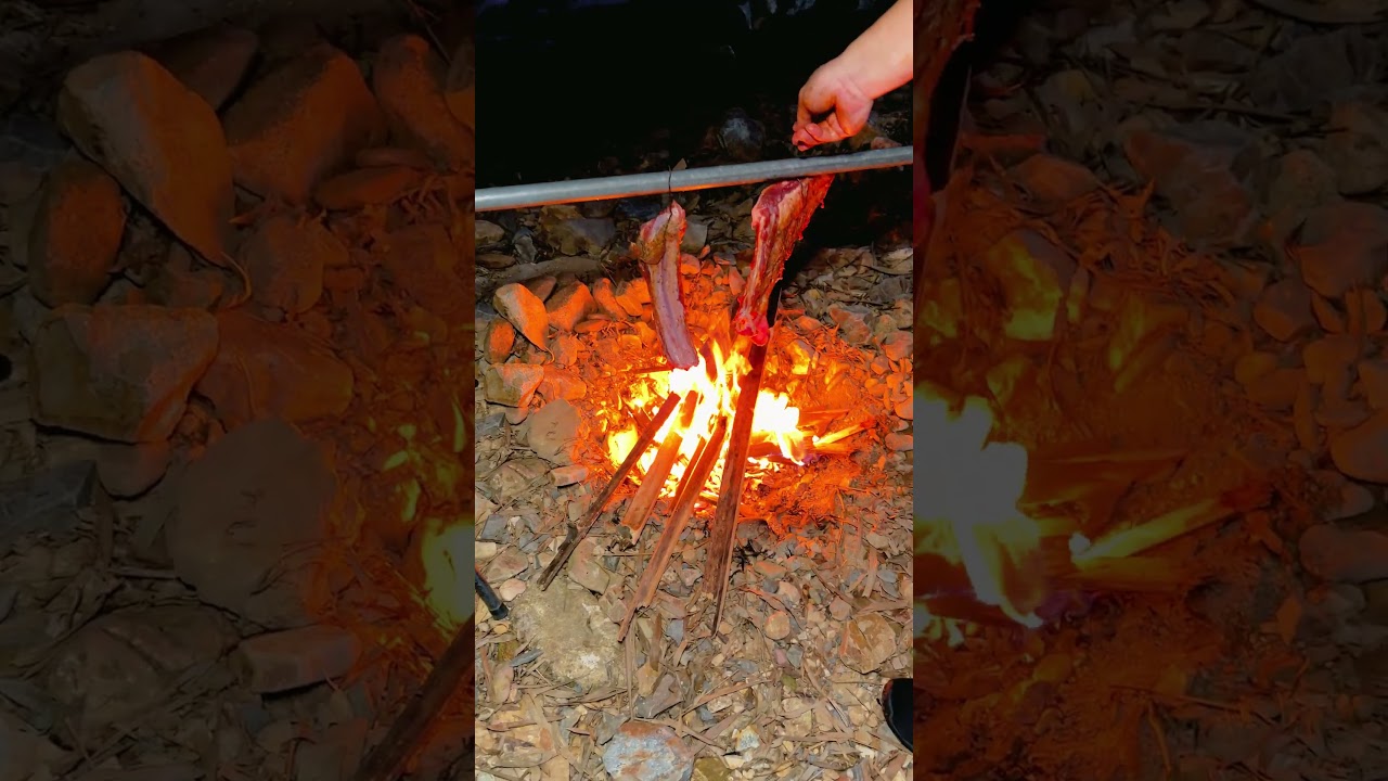 Streamside BBQ Series 🔥🌊 | Fire Pit Cooking Lamb Ribs by the Creek