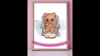 Looking for nursery decor? These cute little bears in pajamas will definitely do the trick!