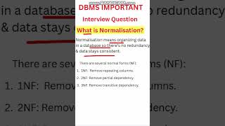What is Normalisation in DBMS ? and why do we need them?