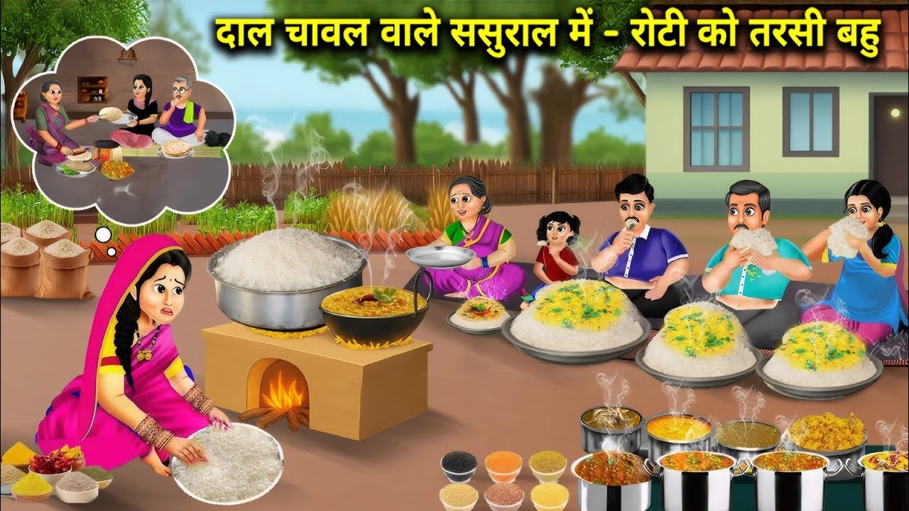 दाल चावल वाले ससुराल में -रोटी को तरसी बहू || 10 Types Lentils In -Laws Who Eat Rice | Cartoon Video