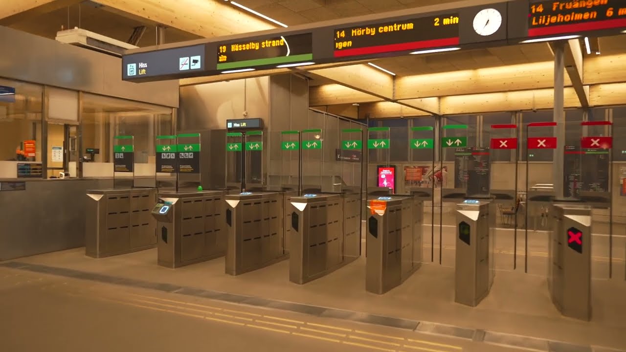 Sweden, Stockholm, subway night ride from Slussen to Gamla stan