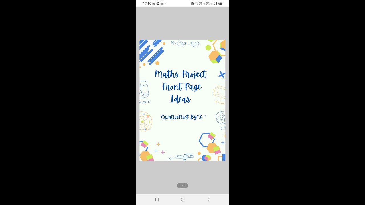 Front page idea for Mathematics Project - YouTube