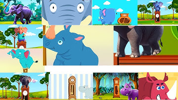 Hickory Dickory Dock Elephants vs Hippo using Split Screen and Mirroring Effects