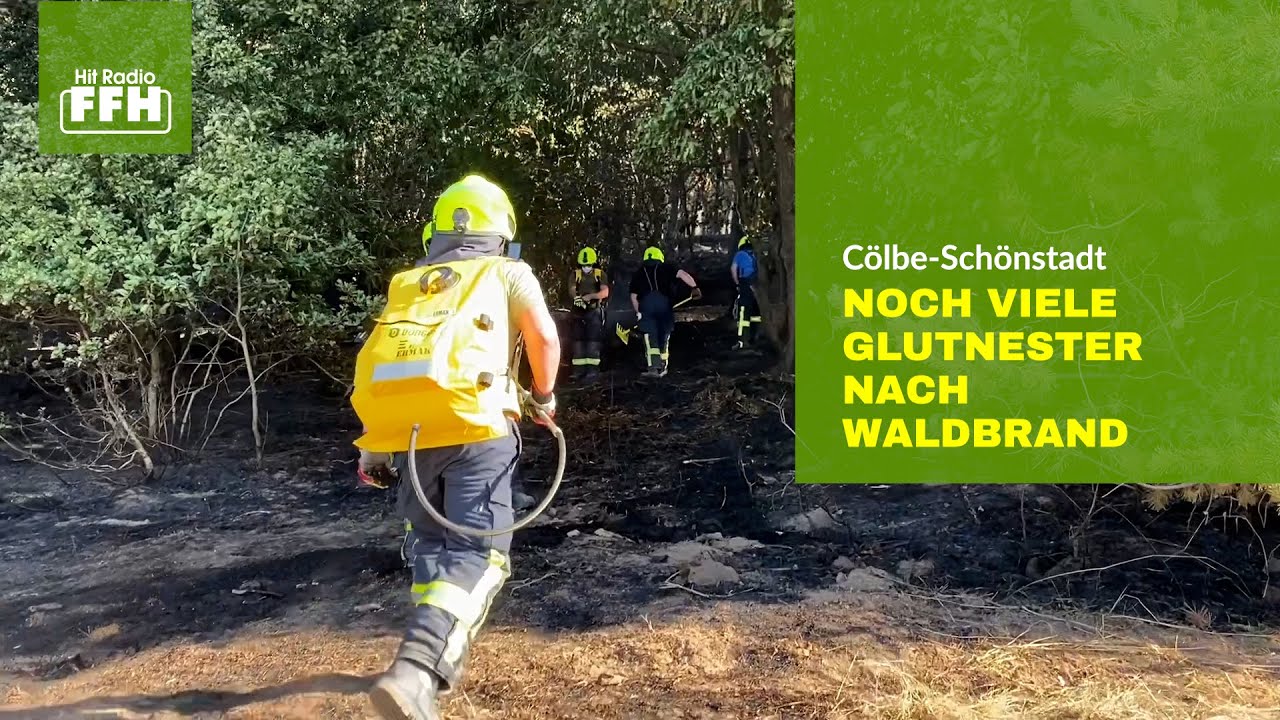 Waldbrand in Cölbe-Schönstadt. Feuerwehr bekämpft Glutnester