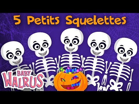 5 Petits Squelettes | Comptine pour Enfants | Baby Walrus Francais 💀 🎃