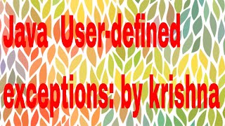 Java User-defined exceptions: