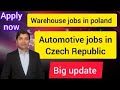 Poland warehouse jobs update. Czech Republic warehouse jobs update 2025.