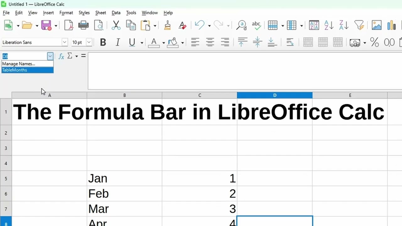 Using the Formula Bar in LibreOffice Calc