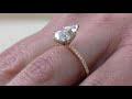 Pear Engagement Ring, 2.5Ct Pear cut Moissanite engagement ring, diamond hidden halo ring