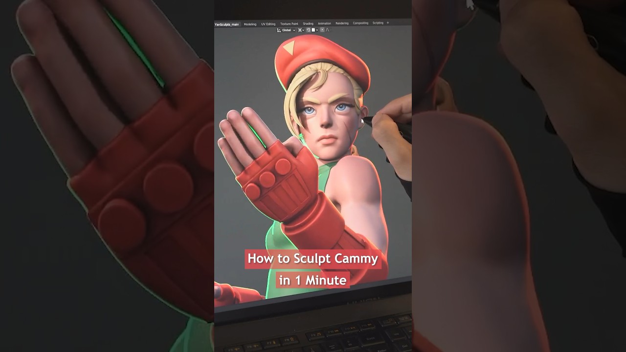 Как вылепить Кэмми за 1 минуту #streetfighter #blender #shorts #sculpture