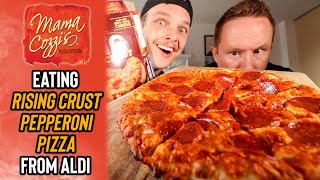 Eating Mama Cozzi&#39;s Rising Crust Pepperoni Pizza from Aldi 🍕