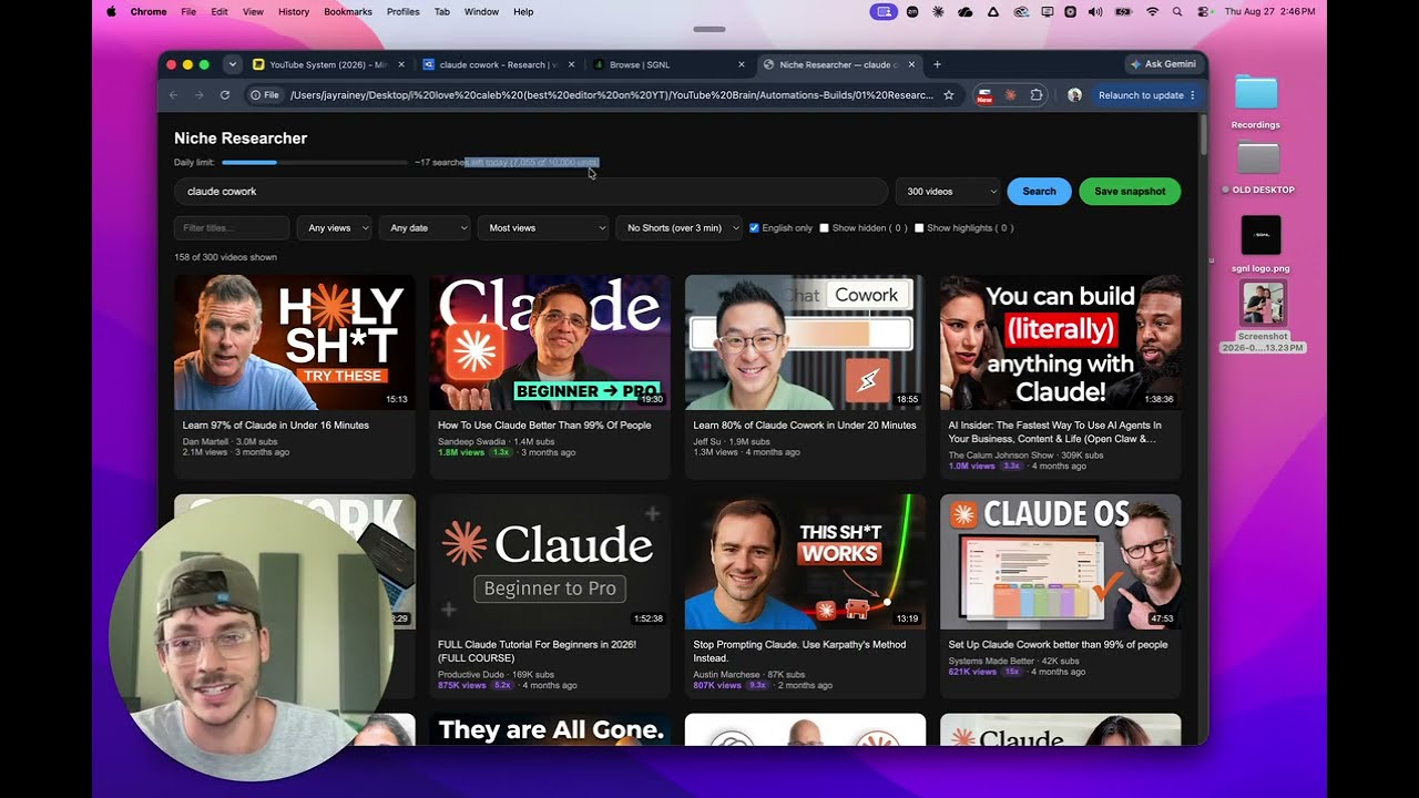 cool YouTube research tool built in 10 mins with claude