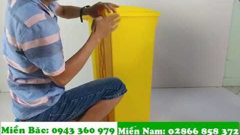 Hướng dẫn lắp ráp thùng rác nhựa đạp chân 87L, thùng rác nhựa y tế đạp chân 87L vàng