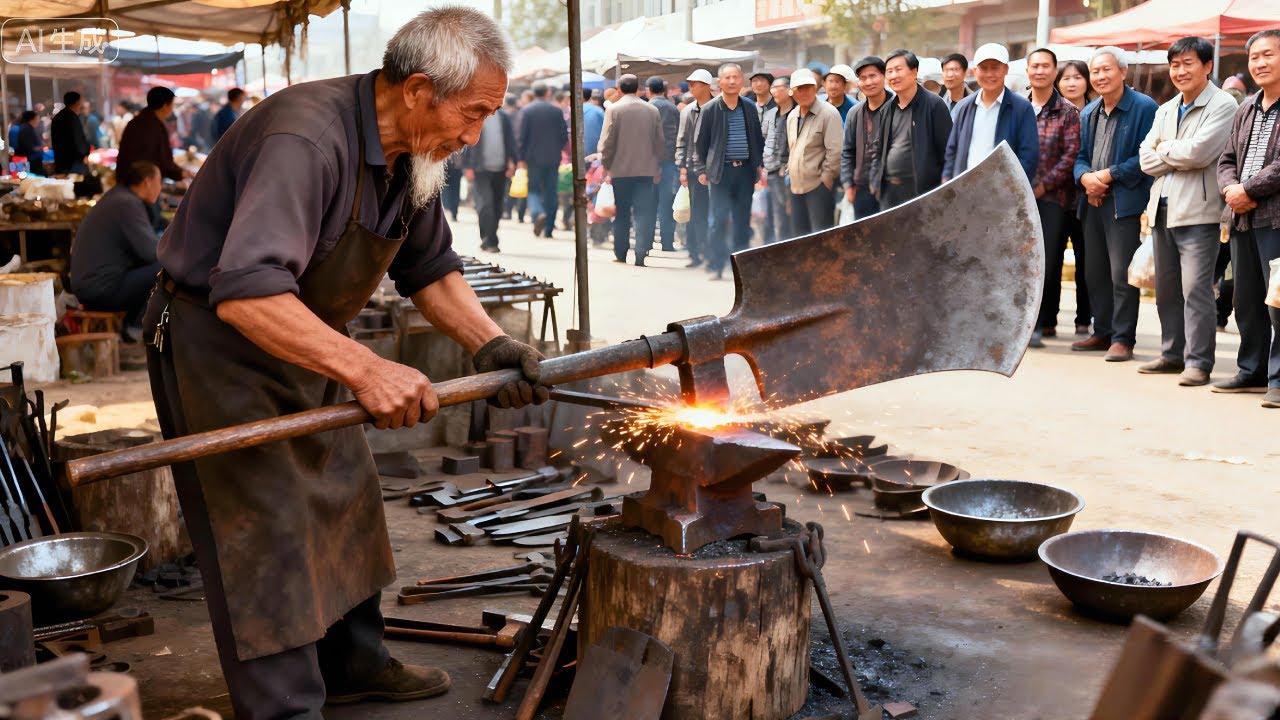 震惊！70岁老铁匠修烂锄头！10元修复卷刃，50年的锻修老手艺太厉害了！【李哥乡村发现】