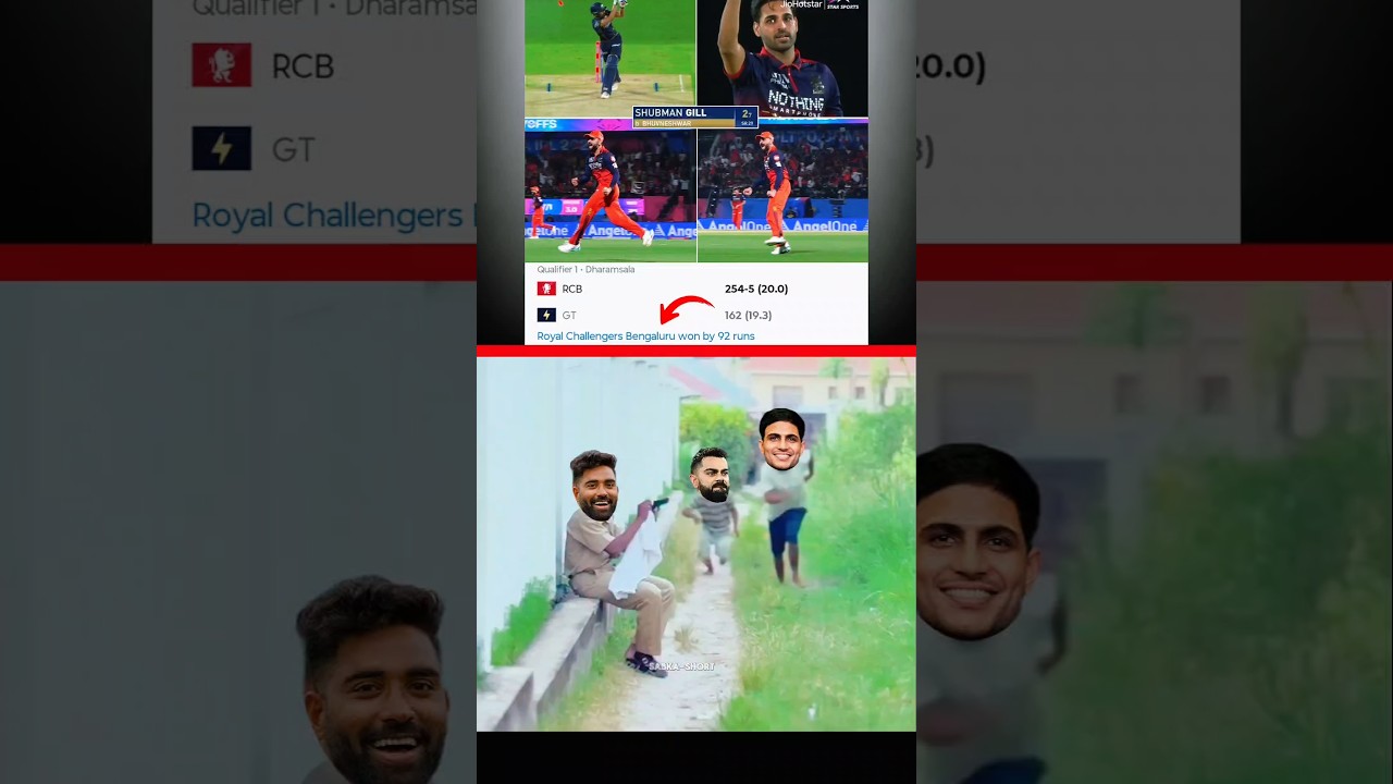 subhman gill out on 2 (7) balls #shorts #shortfeed #memes #viratkohli  #ipl2026 #gtvsrcb #cricket