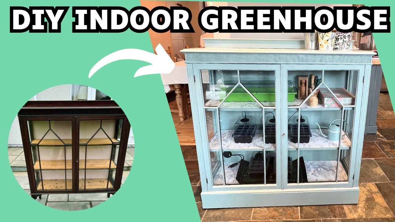 Indoor DIY Greenhouse - upcycled from a display cabinet