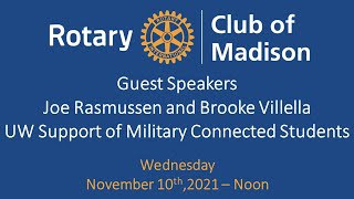 November 10, 2021 Guest Speakers Joe Rasmussen & Brooke Villella