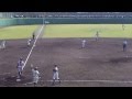 第１３７回九州地区高校野球大会２回戦、鹿児島実業ー富島、１回表の鹿児島実業の攻撃と富島の守備。