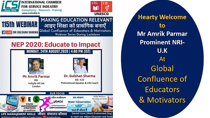 Mr Amrik Parmar,U.K  views on New Education Policy - Making Education Relevant by ICSI 24 Aug 2020
