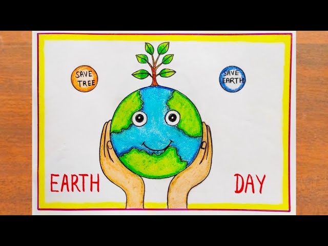 how to make easy earth day poster drawing for kids - YouTube | Earth day  posters, Earth day drawing, Drawing for kids